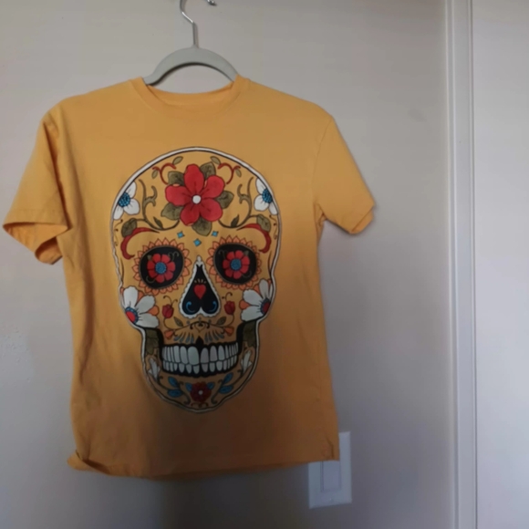 Yellow Sugar Skull Graphic Tee - Picture 8 of 10